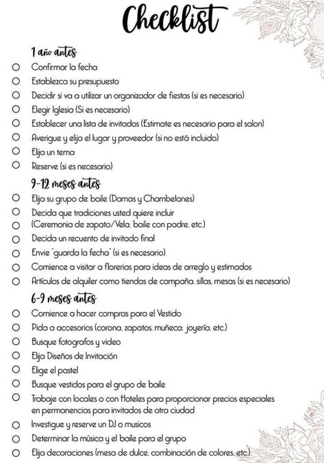 What Do You Need For A Quinceanera List, Quinceanera List Planners, How To Plan A Quinceanera On A Budget, Quince Schedule, Quince Planning List, Quince List, Quince Checklist, Ideas Para Xv, Quinceanera Planning Checklist