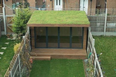 Green Roof Project, Living Green Roof, Green Roof Garden, Sedum Roof, Outdoor Shed, Green Roof System, Grass Roof, Timber Frame Building, Garden Cabins