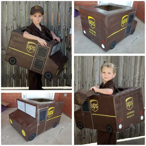 UPS Delivery Driver Halloween Costume... one of a kind, designed and hand painted truck Ups Truck Costume, Ups Delivery Costume, Amazon Driver Costume, Amazon Delivery Costume, Alphabet Costumes, Delivery Driver Costume, Ups Driver Costume, Cars Halloween Costume, Truck Costume