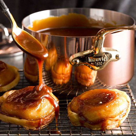 Mini Tartes Tatin with Caramel Sauce - Williams-Sonoma Taste Tart Tatin, Apple Puff Pastry, Homemade Caramel Sauce, Apple Tart, French Desserts, Homemade Caramel, Apple Desserts, Caramel Sauce, Beignets