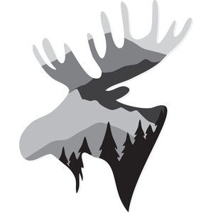 Moose Head Silhouette, Buck Silhouette, Camping Logo, Aa Logo, Moose Logo, Moose Silhouette, Dad Tattoo, Neurographic Art, Geometric Bear