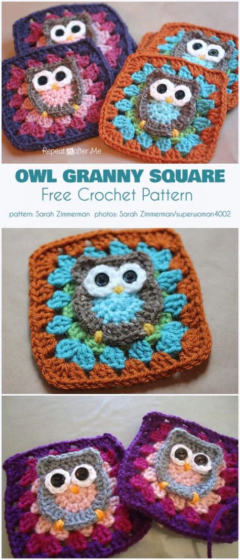 Owl Granny Square Free Crochet Pattern | Your Crochet Crochet Owl Granny Square, Grandma Crochet Granny Squares, Owl Baby Blanket Crochet Pattern Free, Owl Crochet Coaster, Owl Granny Square Pattern Free Crochet, Crochet Animal Granny Squares Free, Owl Pattern Crochet, Bird Granny Square, Grannie Square Pattern