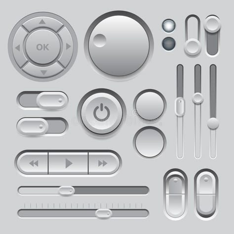 Gray Web UI Elements Design. stock illustration Desain Ux, Ui Buttons, Elements Design, Industrial Design Sketch, Id Design, Ui Design Inspiration, Ui Elements, Electronics Design, Interface Design