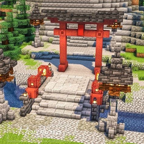 Tori Gate Minecraft, Minecraft Shrine, Japanese Minecraft Builds, Minecraft Japanese House, Roast People, Japanese Torii, Minecraft Japanese, Minecraft Kingdom, Minecraft Structures