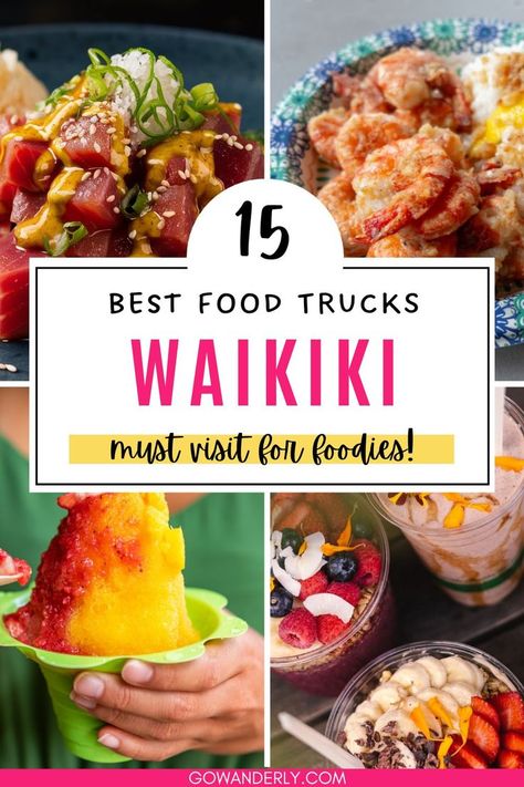 Discover affordable and tasty options at Waikiki food trucks, perfect for those looking for cheap eats while exploring Oahu on a budget. Find the best places to eat in Oahu and learn where to eat in Oahu for budget-friendly, delicious meals. Waikiki Food, Hawaii Bucket List, Ticket To Paradise, Huli Huli Chicken, Best Food Trucks, Hawaiian Dishes, Vibrant Food, Tips For Flying, Plate Lunch