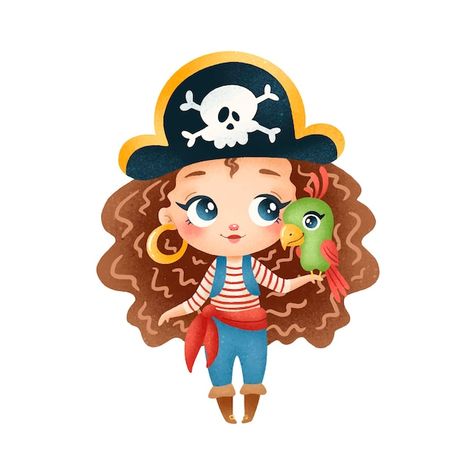 Cartoon Pirate Ship, Pirate Illustration, Octopus Coloring Page, Pirate Cartoon, Pirate Coloring Pages, Girl Pirates, Pirate Girl, Fish Coloring Page, Halloween Cartoons