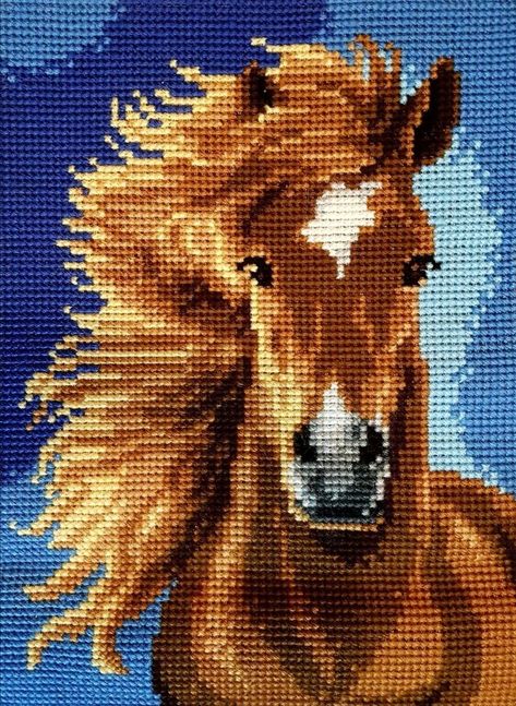 Horse Pixel Art, Horse Cross Stitch Patterns, Pixel Art Difficile, Cross Stitch Embroidery Designs, Horse Cross Stitch, Cross Stitch Horse, Cross Stitch Landscape, Crochet Bedspread Pattern, Pola Kristik