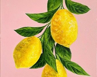 Original paintings for your beautiful home by MaiiaAxtonArt Food Art Painting, Lemon Painting, Italy Painting, Fruit Painting, Plant Painting, Orange Tree, Art Et Illustration, Fruit Art, Art And Illustration