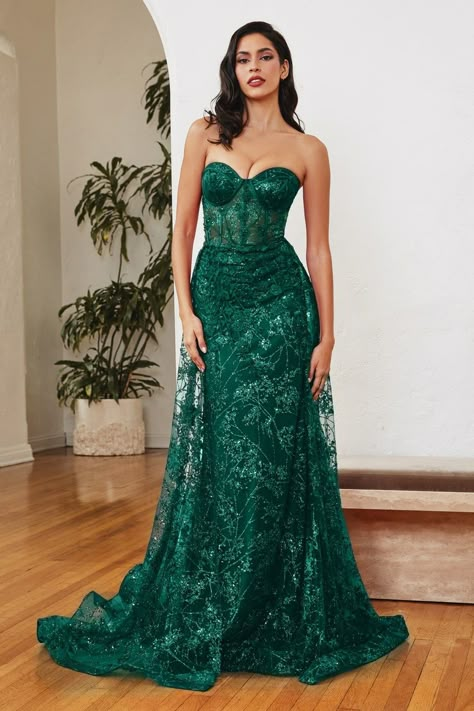 Emerald Green Ball Gown Corset, Statement Prom Dress, Bustier Prom Dress, Sequin Mermaid Dress, Fitted Gown, Sheer Corset, Fitted Gowns, Smoky Blue, Cinderella Divine