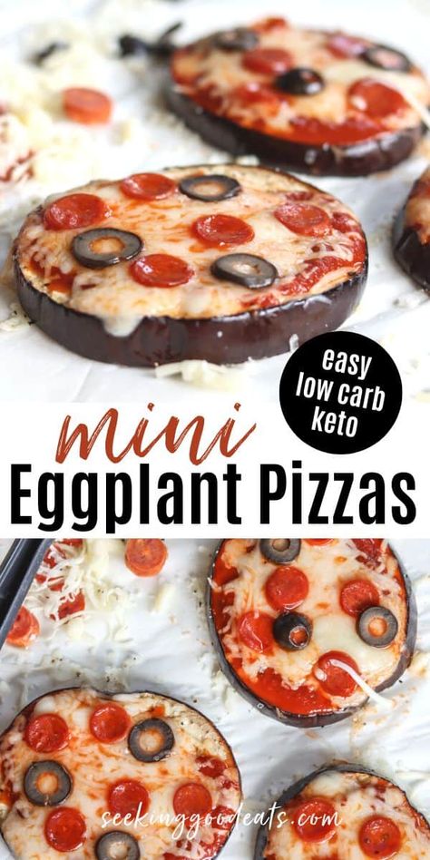 This mini eggplant pizza recipe is super easy to make - only 5 ingredients and done in 30 minutes or less. They make a great appetizer, snack, lunch, or light dinner! This healthy eggplant recipe is gluten free, low carb, and keto. Add any favorite toppings to your keto pizzas. Enjoy! Eggplant Pizza Recipe, Keto Pizzas, Pizza Recipe Easy, Pizza Soup Recipe, Mini Eggplant, Eggplant Pizza, Healthy Eggplant, Eggplant Pizzas, Keto Gluten Free