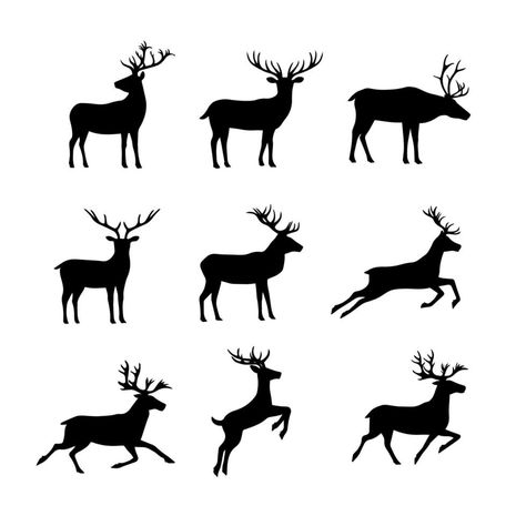 Reindeer Sillouhette, Raindeer Drawing Silhouette, Northern Lights Ranch, Reindeer Tattoo, Adventure Nursery Decor, Christmas Sketch, Christmas Window Painting, Reindeer Silhouette, Adventure Nursery