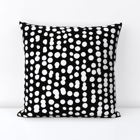 Dotted Lines Black Square Throw Pillow Cover | Spoonflower Dotted Line, Black Square, Square Throw Pillow, Cushions On Sofa, Throw Pillow Cover, Living Decor, Pillow Cover, Throw Pillow Covers, Throw Pillow