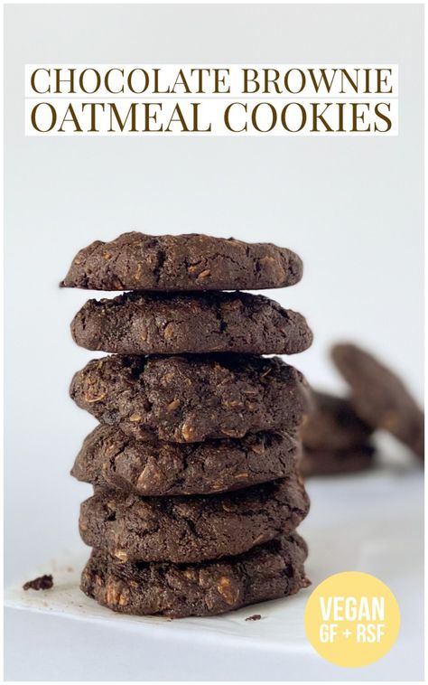 Vegan Chocolate Oatmeal Cookies, Brownie Oatmeal, Oatmeal Cookies Vegan, Chocolate Peanut Butter Oatmeal Cookies, Chocolate Oat Cookies, Chewy Chocolate Brownies, Chocolate Orange Cookies, Gf Cookies, Healthy Oatmeal Cookies