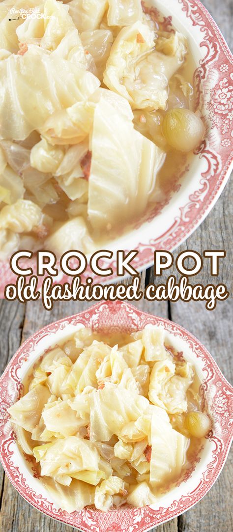 Crock Pot Cabbage Recipe: This super easy recipe tastes just like grandma used to make! Tender cabbage with the savory flavor of bacon and onions makes the perfect side dish for any family dinner. Crockpot Side Dishes, Crock Pot Cabbage, Coconut Dessert, Cabbage Recipe, Paleo Crockpot, Cooked Cabbage, Brownie Desserts, Crockpot Dishes, Cabbage Rolls