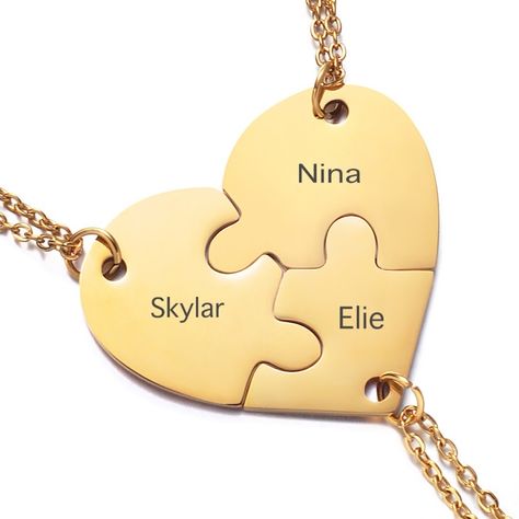 EternaLink Family Pendant Necklace, Puzzle Necklace, 4 Best Friends, Heart Puzzle, Bff Necklaces, Boys Jewelry, Best Friend Necklaces, Family Necklace, Family Jewellery