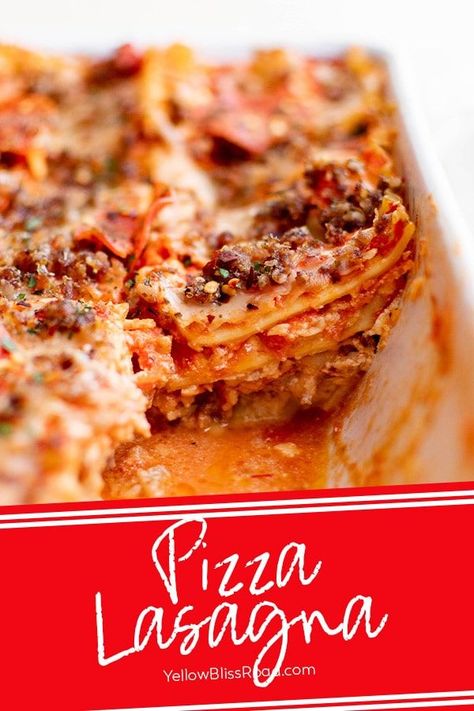 Pizza Lasagna Casserole, Lasagna Pizza Recipe, Pizza Lasagna Recipe, Healthy Recipes Pasta, Casserole Lasagna, Lasagna Pizza, Meal Ideas For Dinner, Pasta One Pot, Yellow Bliss Road