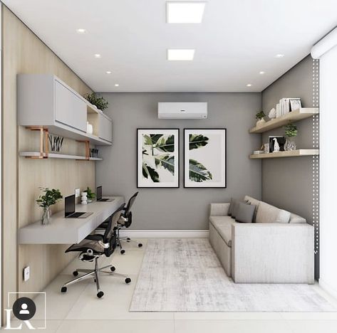 Home Office Guest Room Setup, Two Desk Home Office Guest Room, Home Office With Guest Room, Small Home Office Bedroom Combo, Small Room Office Ideas Layout, Home Office Bedroom Combo Guest Rooms, Study Guest Room Combo, Small Home Office For Two, Home Office Minimalista