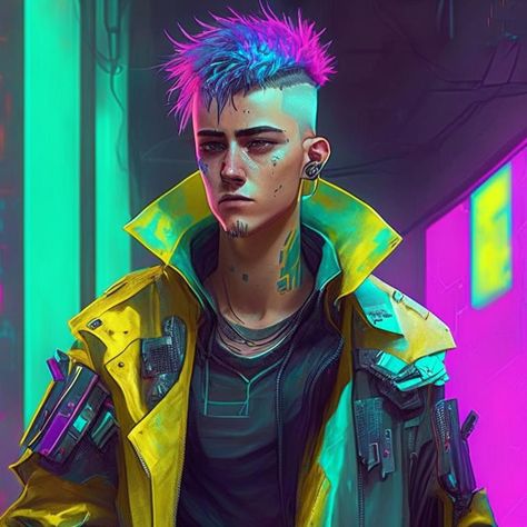 Cyberpunk character art Male Cyberpunk, Cyberpunk Character Art, Cyberpunk Male, Cyberpunk Inspiration, Kitsch Fashion, Cyberpunk 2020, Heroes Vs Villains, Cyberpunk Design, Sci Fi Character