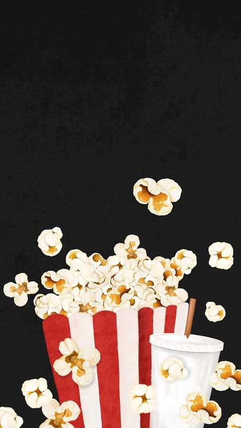 Cinema Wallpaper, Wallpaper Combo, Iphone Wallpaper Dark, Iphone Wallpaper Black, Popcorn Movie, Food Background, Movie Snacks, Black Food, Wallpaper Dark