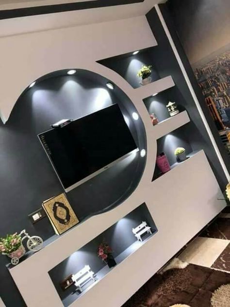 Down Ceiling Design, Wall Unit Designs, Tv Unit Furniture Design, Modern Tv Wall Units, House Wall Design, Interior Ceiling Design, Tv Stand Designs, Tv Stand Decor, Modern Tv Wall