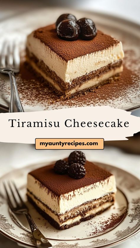 Discover the perfect blend of flavors with our Creamy Tiramisu Cheesecake! This delectable dessert combines the classic flavors of tiramisu with a rich cheesecake base, offering a delightful twist on two favorites. Infused with coffee and layered with a smooth mascarpone filling, this cheesecake is a must-try for coffee enthusiasts. Cheesecake Base, Mascarpone Filling, Tiramisu Cupcakes, Classic Tiramisu, Easy Tiramisu Recipe, Tiramisu Cheesecake, Rich Cheesecake, Coffee Flavors, Cheesecake Recipes Classic