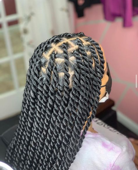 Stud Hairstyles Female Black Braids, Knotless Rope Twists, Braided Hairstyles For Studs, Medium Rope Twist Braids, Medium Rope Twist, Knotless Twist Braids Hairstyles, Knotless Twist Braids, Medium Twists, Knotless Twists