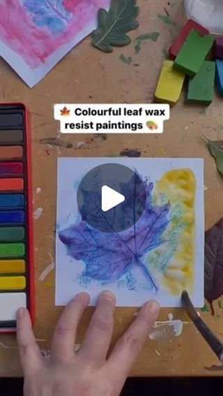 Wax Resist Art, Wax Painting Art, Resist Art, Leaf Projects, Diy Preschool, Autumn Leaves Art, Easy Arts And Crafts, Wax Resist, Toddler Learning Activities