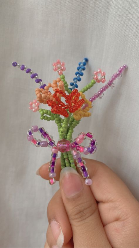 Seed Bead Flower Bouquet, Beaded Flower Bouquet Diy Tutorial, Beads Flower Bouquet, Beaded Flower Keychain, Boquets Handmade, Beaded Flower Bouquet, Beaded Bouquet, Flower Boquet, Diy Beaded Rings