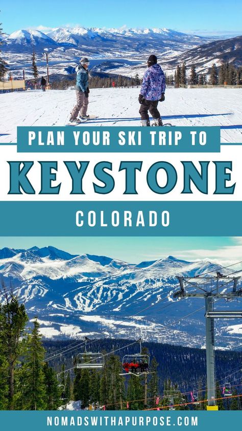 Summit County is a skiers (and snowboarders) paradise. There are 5 different ski resorts in a 15-mile radius and while Breckenridge and Vail may be more well-known, Keystone has a unique charm to it that doesn’t compare to the other resorts. Keystone is one of the best resorts for beginners and families for many reasons. Read on to find out why… Ski Trip Packing, Colorado Ski Resorts, Keystone Colorado, Mtb Trails, Free Skiing, Backpacking Trips, Surf Spots, Road Trip Travel, Summit County