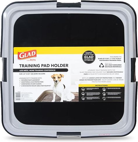 Amazon.com: Glad for Pets Training Pad Holder - Upgrade Potty Training for Dogs with Leak Protection - Secure Pad Placement for Puppy Training, Dog Pee Pad Tray - Fits 23"x23" or 17.5"x23.5" Pads : Pet Supplies Puppy Pee Pad Ideas, Dog Pee Pads, Dog Pee, Potty Training, Puppy Training, For Dogs, Tray, Pet Supplies, Puppies