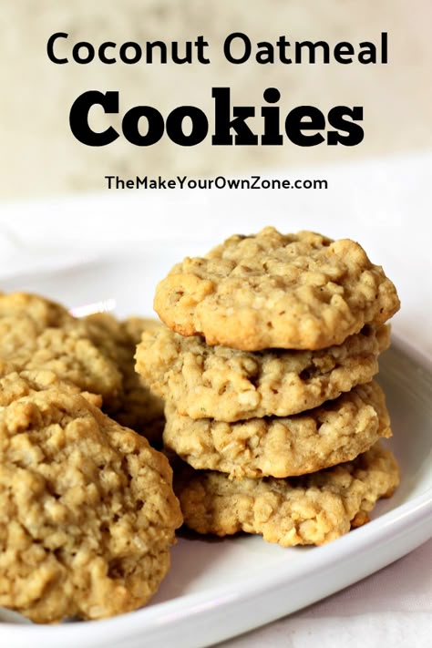 Coconut Oatmeal Cookies - The Make Your Own Zone Coconut Oatmeal Cookies Recipes, Coconut Oatmeal Cookies, Oatmeal Coconut Cookies, Coconut Cookies Recipes, Coconut Oatmeal, Medicine Tips, Oatmeal Cookie Recipes, Oatmeal Cookie, Delicious Cookie Recipes