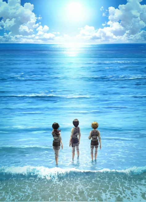 Ocean ❤ Attack On Titan Game, Aot Wallpaper, Eren And Mikasa, Attack On Titan Season, Attack On Titan Eren, Ocean Scenes, Attack On Titan Fanart, Ocean Wallpaper, Anime Scenery Wallpaper