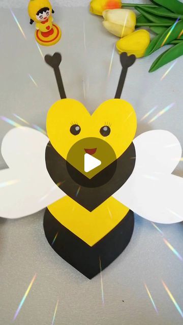 paper crafts creator on Instagram: "Title: "Buzzing Bee Crafts: Create Adorable Bees with Just 8 Hearts!"  Hashtags: - #HandmadeDIY - #ParentChildHandmade - #BeeHandmade - #OrigamiTutorial" Bee Art And Craft, Bee Art For Kids, Insect Craft, Bee Crafts For Kids, Insects Preschool, Childs Play, Bug Art, Kids Projects, Bee Crafts