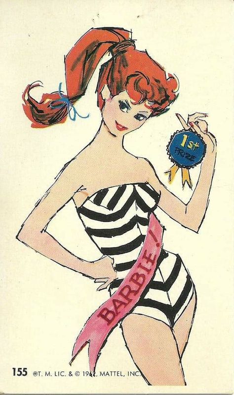 Barbie Jumbo Trading Cards, Vintage Barbie Art, Barbie Card, Zebra Swimsuit, Barbie Sketches, 1960 Barbie, Barbie Illustration, Barbie Drawings, Fashion Booklet