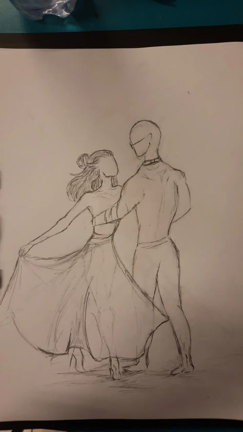 2 People Dancing Drawing, Couples Dancing Sketch, Sketches Of People Dancing, Drawing Of A Couple Dancing, Dancing Couples Drawings, Prom Drawing Art, Drawing Inspo Love, People In Love Drawings, Drawings Of Songs