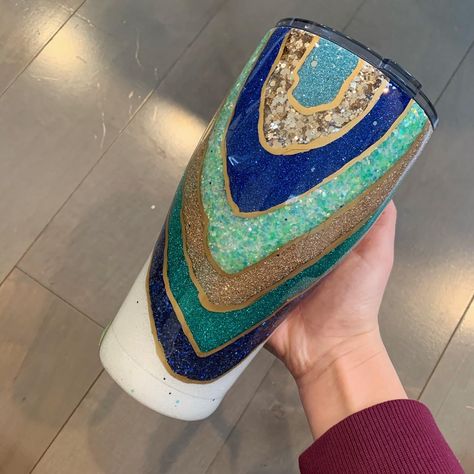 Teal Glitter Tumbler, Blue And Gold Glitter Tumbler, Blue And Yellow Glitter Tumbler, Leopard Geode Tumbler, Blue Green Swirl Tumbler, Gold Tumbler, Glitter Tumbler Cups, Tumbler Gift, Tumbler Cups