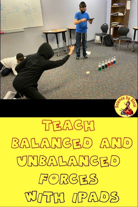 Balanced And Unbalanced Forces, Three Laws Of Motion, Force Activities, Physical Science Activities, Motion Activities, Laws Of Motion, Science Clipart, Middle School Science Teacher, Lab Activities