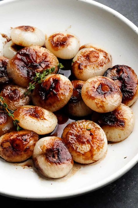 Balsamic Glazed Cipollini Onions Whisper Of Yum, Cippolini Onions, Braised Short Ribs Recipe, Cipollini Onions, Balsamic Onions, Roasted Ham, Short Ribs Recipe, Roasted Onions, Braised Short Ribs