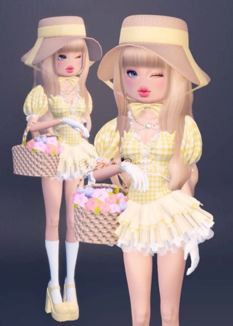 Dti Roblox Spring, Spring Dti Outfit No Vip, Dress To Impress Roblox Game Spring, Spring Dress To Impress No Vip, Dti Spring Outfit Theme, Dti Theme Spring, Yellow Outfit Dress To Impress, Yellow Dti Outfit, Dti Picnic Fits