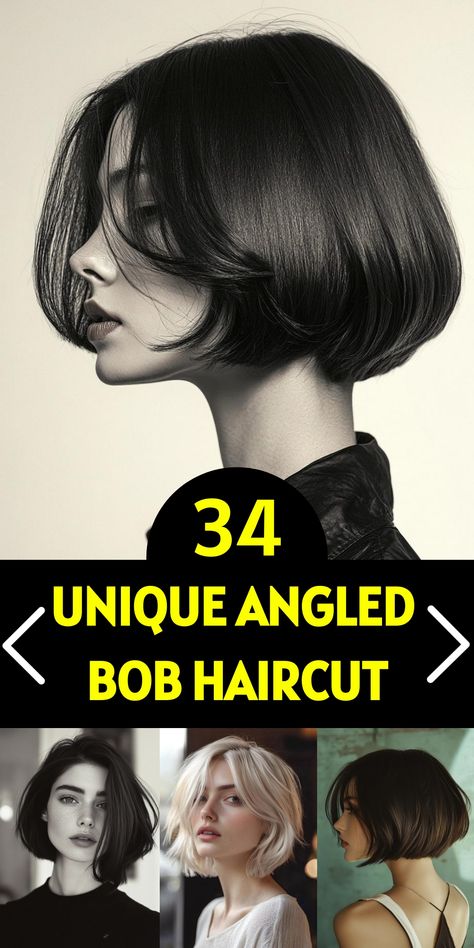 Embrace the sophisticated allure of the angled bob haircut! Dive into 34 fabulous interpretations of this classic cut that's beloved by fashion icons and trendsetters alike. The angled bob effortlessly combines sleek lines with dynamic movement, making it perfect for any occasion. Discover how to achieve and maintain this versatile style for a timeless, head-turning look. Angled Bob Haircut, Graduated Bob Haircuts, Graduated Bob, French Bob, Oval Face Haircuts, Edgy Elegance, Great Haircuts, French Braid Hairstyles, Angled Bob