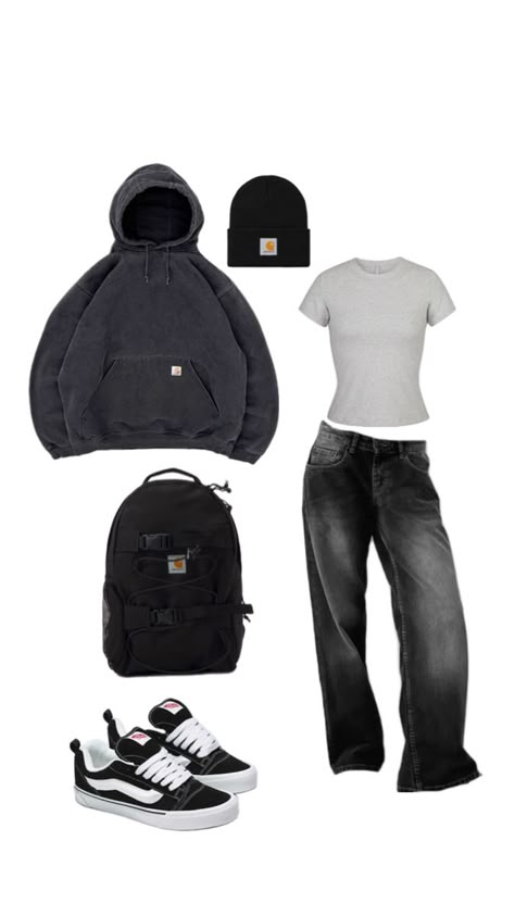 back to school, carhartt, outfit, school outfit, jeans, vans outfit, vans Jeans Vans Outfit, Fits With Vans, Vans Shoes Outfit, Carhartt Outfit, Outfit Vans, Street Style Outfits Casual, Mode Ulzzang, Outfit School, Vans Outfit