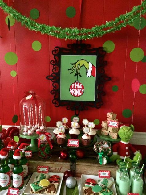 The Grinch Christmas/Holiday Party Ideas | Photo 6 of 17 Grinchmas Party, Holiday Party Ideas, Grinch Christmas Party, Whoville Christmas, The Grinch Christmas, Grinch Party, Grinch Christmas Decorations, Christmas Party Themes, Christmas Holiday Party