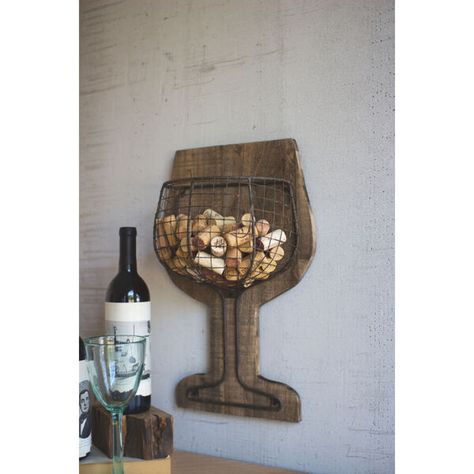 Kalalou Natural and Black Wood and Wire Wall Wine Cork Holder CJS1144 | Bellacor Wine Cork Wall Decor, Leftover Wine, Wine Cork Holder, Cork Holder, Cork Wall, Wine Wall, Wine Decor, Wine Corks, Cork Crafts