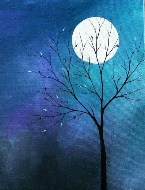 30 Easy Tree Painting Ideas for Beginners, Moon Painting, Simple Acrylic Abstract Painting Ideas, Easy Landscape Painting Ideas Canvas Painting Projects, Tree Of Life Painting, Easy Landscape Paintings, Abstract Tree Painting, Easy Flower Painting, Simple Canvas Paintings, Easy Canvas Painting, Moon Painting, Cat Air