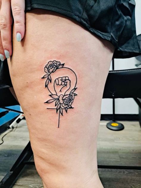 Protest Tattoo, Feminism Tattoo Ideas, Liberal Tattoo Ideas, Female Power Tattoo, Womens Rights Tattoo, Female Symbol Tattoo, Feminism Tattoos For Women, Cute Feminist Tattoos, Feminist Killjoy Tattoo