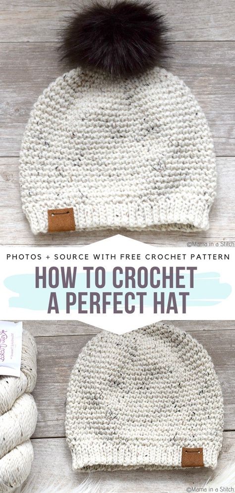 Easy One Skein Beanies Free Crochet Patterns - Free Crochet Patterns Double Brim Crochet Hat Pattern Free, Free Easy Crochet Hat Patterns, Easy Crochet Winter Hat, Crochet Patterns 1 Skein, One Skein Crochet Hat, Free Crochet Winter Hat Patterns, Free Crochet Patterns Beanie, Crotchet Beanies Pattern Free, Free Crochet Pattern Beanie