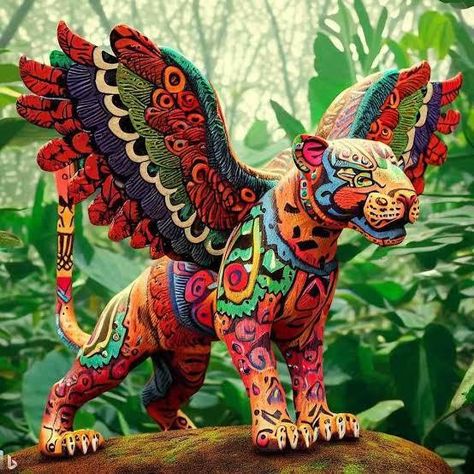 Alebrije Ideas, Cat Alebrije Tattoo, Paper Mache Alebrijes, Cat Alebrije, Alebrijes Art, Alebrijes Drawing, Alebrije Tattoo, Ks3 Art, Mexican Folklore