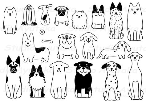 Weiner Dog Doodle, Funny Dog Doodles, Folk Art Dogs, Dog Treat Drawing, Silly Dog Drawing, Dog Doodles Simple, Cartooning Tips, Doodle Dog Drawing, Pet Brochure