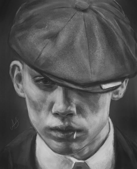 John Shelby (Joe Cole) from the Peaky Blinders. #peakyblinders #johnshelby #familyshelby #vintage #shelby #joecole #portraits #blackandwhite #digitalpaintings #digital2d Tomas Shelby Drawing, Tommy Shelby Sketch, Peaky Blinders Sketch, Tommy Shelby Drawing, Peaky Blinders Painting, Thomas Shelby Drawing, Peaky Blinders Drawing, John Shelby, Peaky Blinders Wallpaper