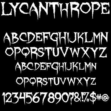 Lycanthrope Font Dark Fonts, Goth Fonts, Halloween Villians, Gangster Fonts, Heavy Metal Font, Black Metal Font, Punk Font, Halloween Calligraphy, Creepy Font